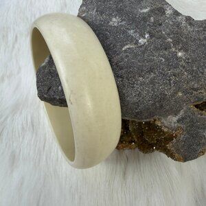 Vintage Cream Ivory Plastic Bangle Bracelet  1" wide 8" inner diameter